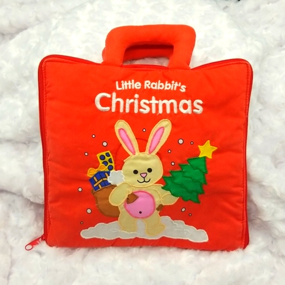 Vintage Other - Vintage Little Rabbit's Christmas Red Cloth Zipper Book